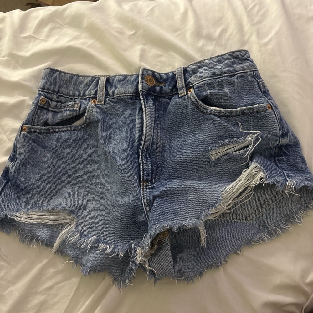 Garage Light Blue Distressed Jean Shorts